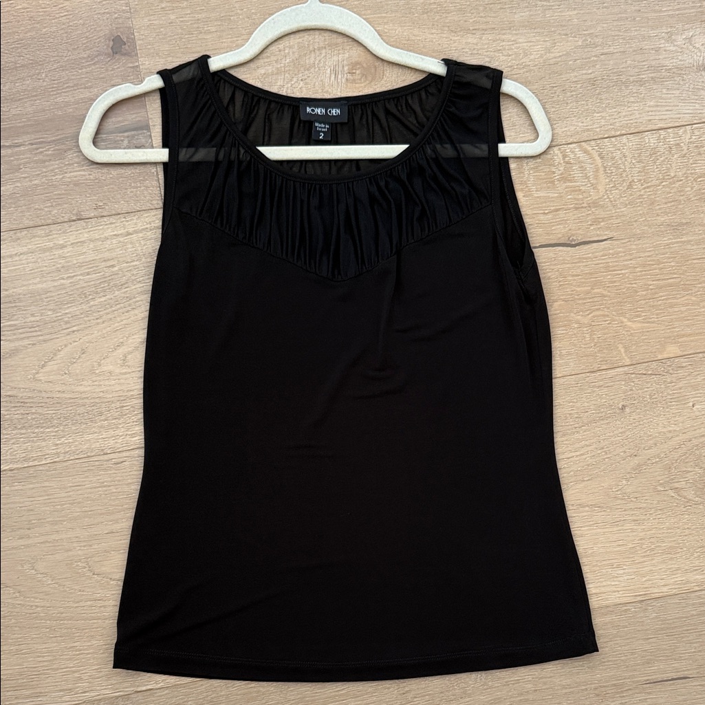 Elegant Ronen Chen Black Sleeveless Tank Top